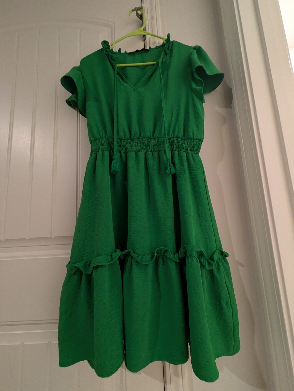 Girls Green Ruffle Tiered Dress